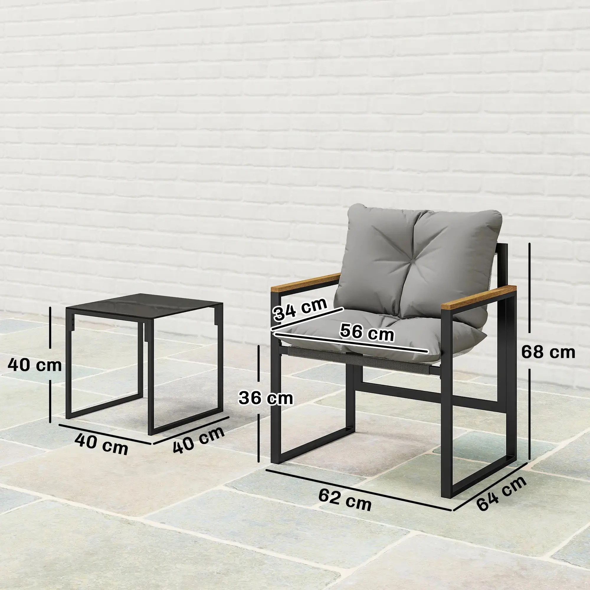 Set mobilier de gradina Outsunny 84G-988V00GY (Grey/Black) - 4
