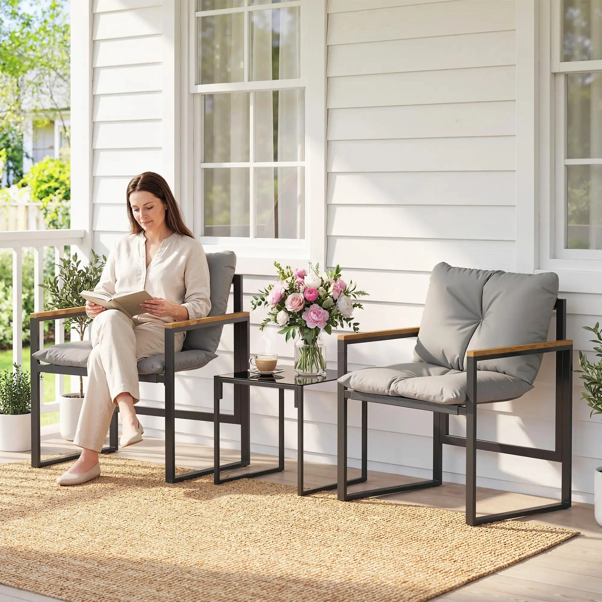 Set mobilier de gradina Outsunny 84G-988V00GY (Grey/Black) - 5