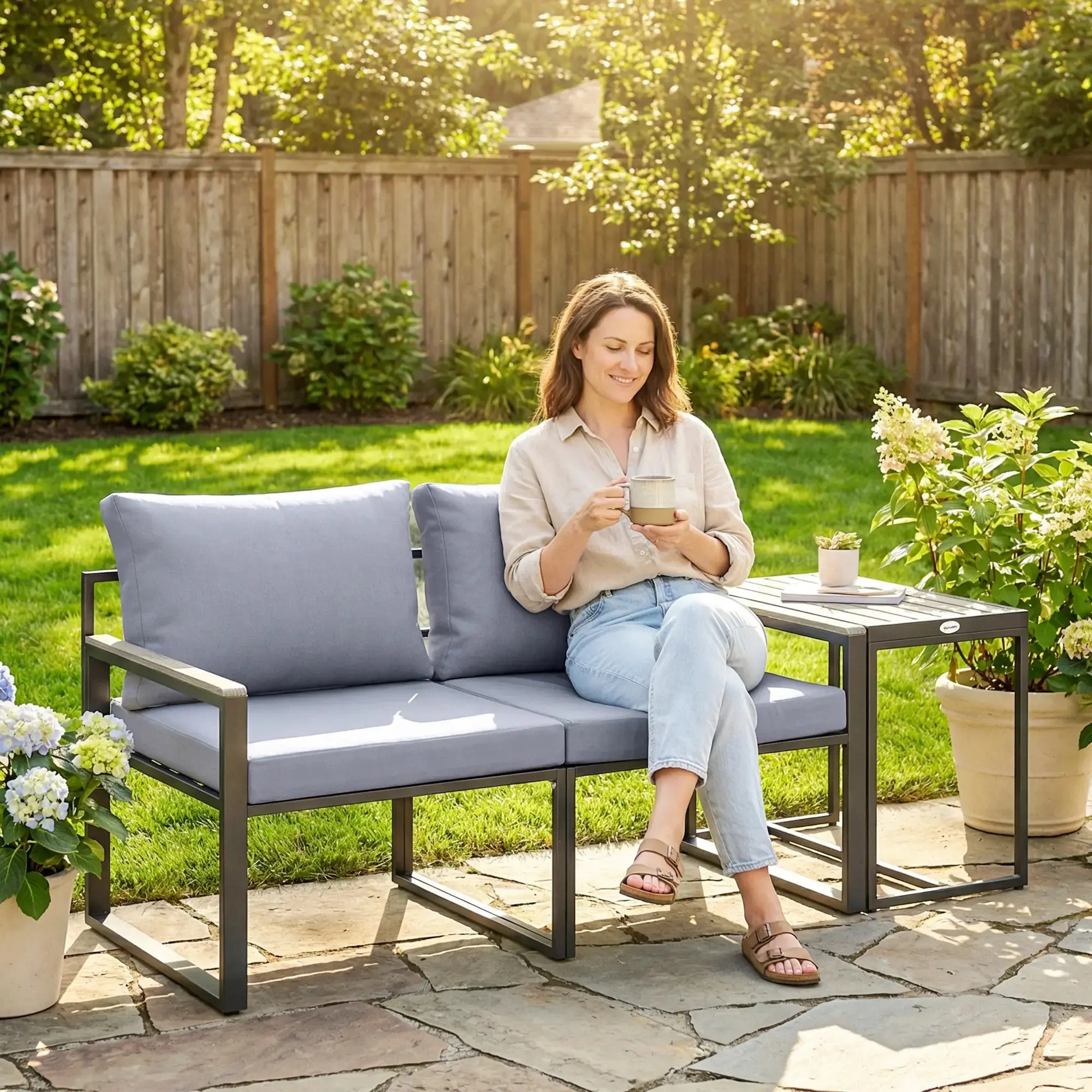 Set mobilier de gradina Outsunny 84K-049V00GY (Grey/Black) - 4