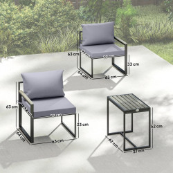 Set mobilier de gradina Outsunny 84K-049V00GY (Grey/Black) Thumb