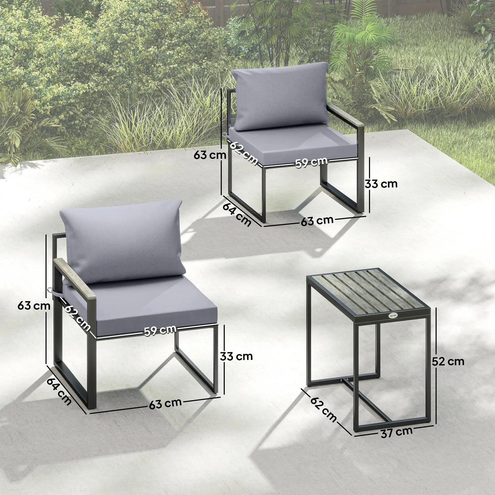 Set mobilier de gradina Outsunny 84K-049V00GY (Grey/Black) - 6