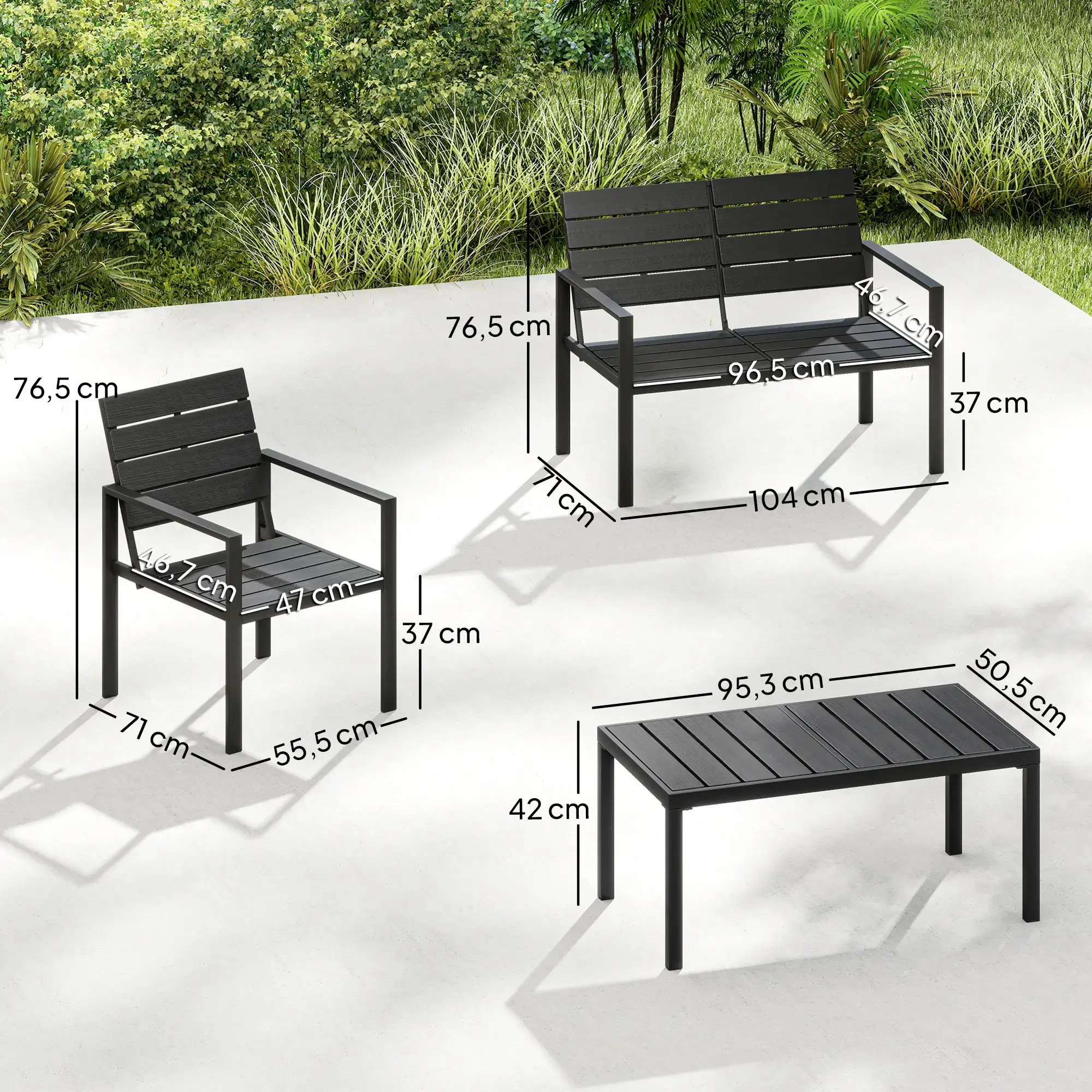 Set mobilier de gradina Outsunny 84K-161V00BK (Black) - 4