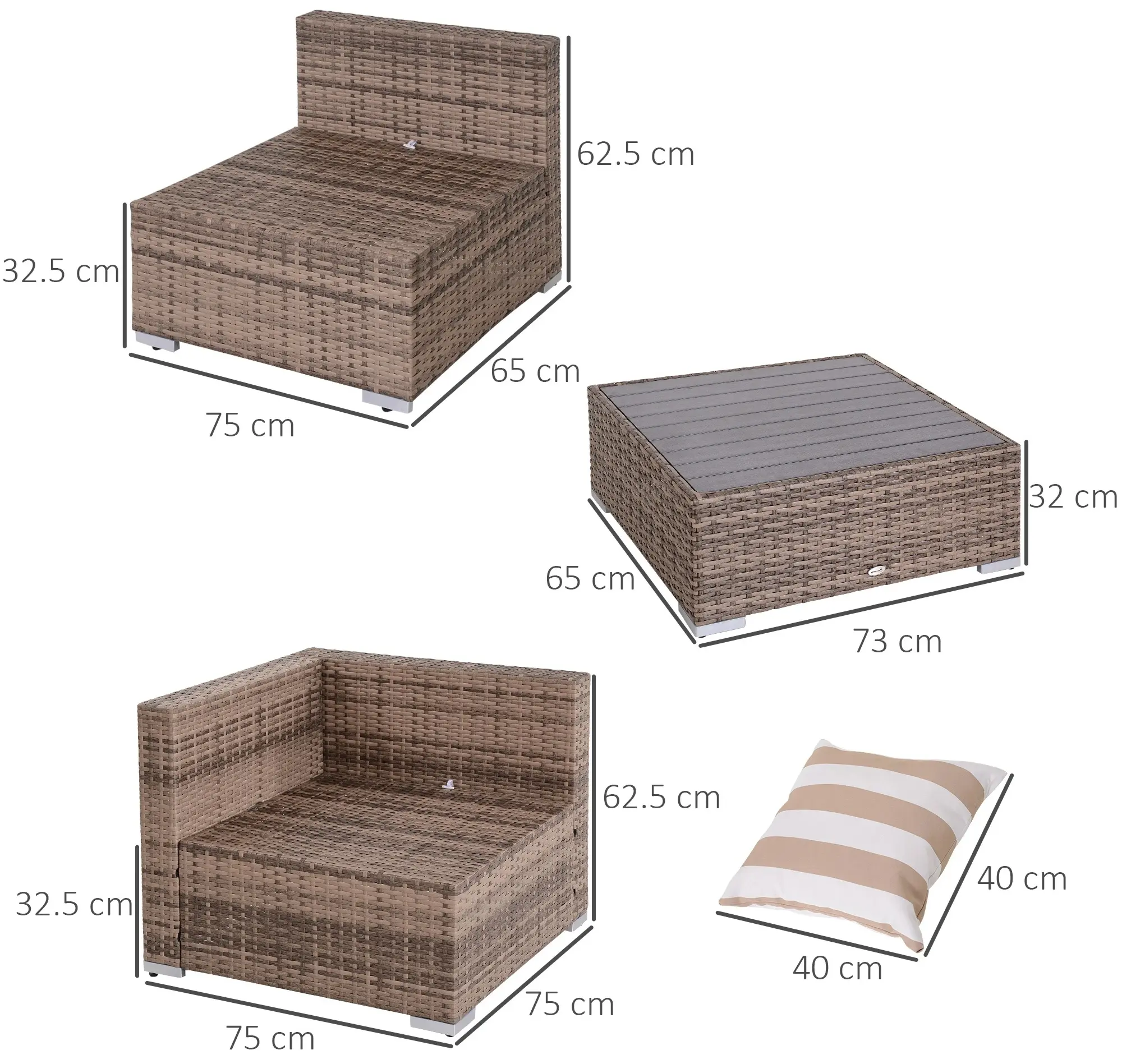 Set mobilier de gradina Outsunny 860-020V03 (Brown/Grey)