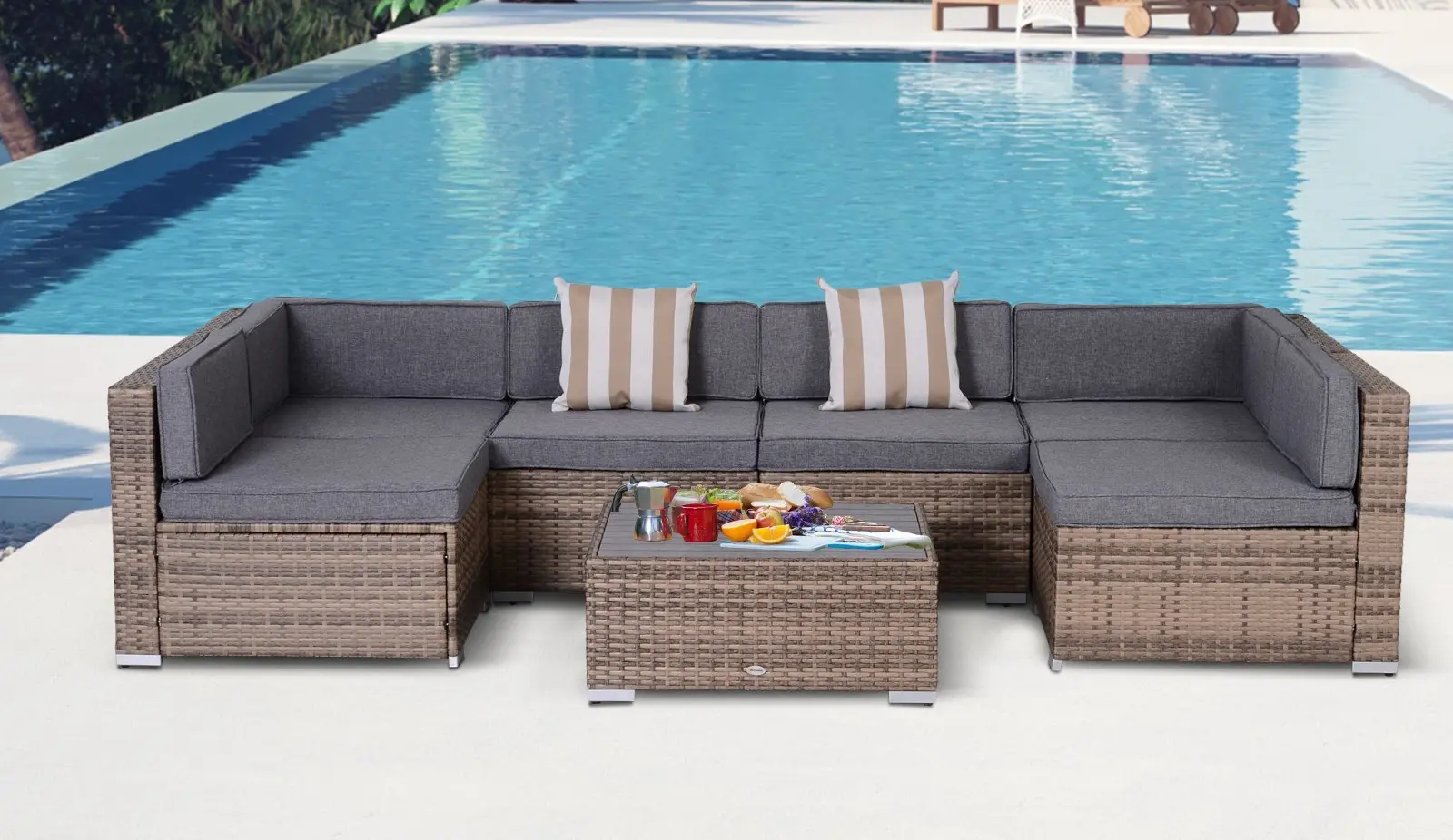 Set mobilier de gradina Outsunny 860-020V03 (Brown/Grey)