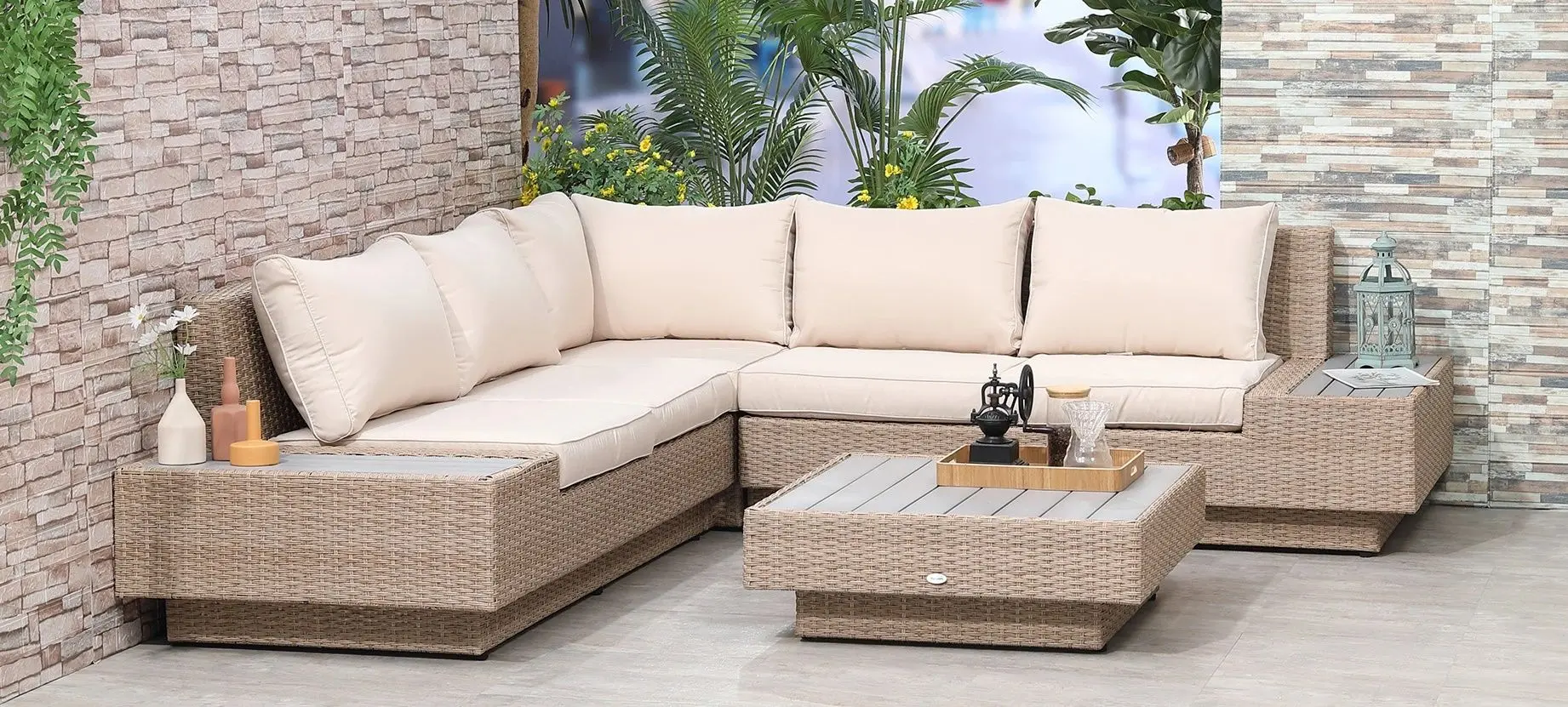 Set mobilier de gradina Outsunny 860-075V01 (Light Brown)