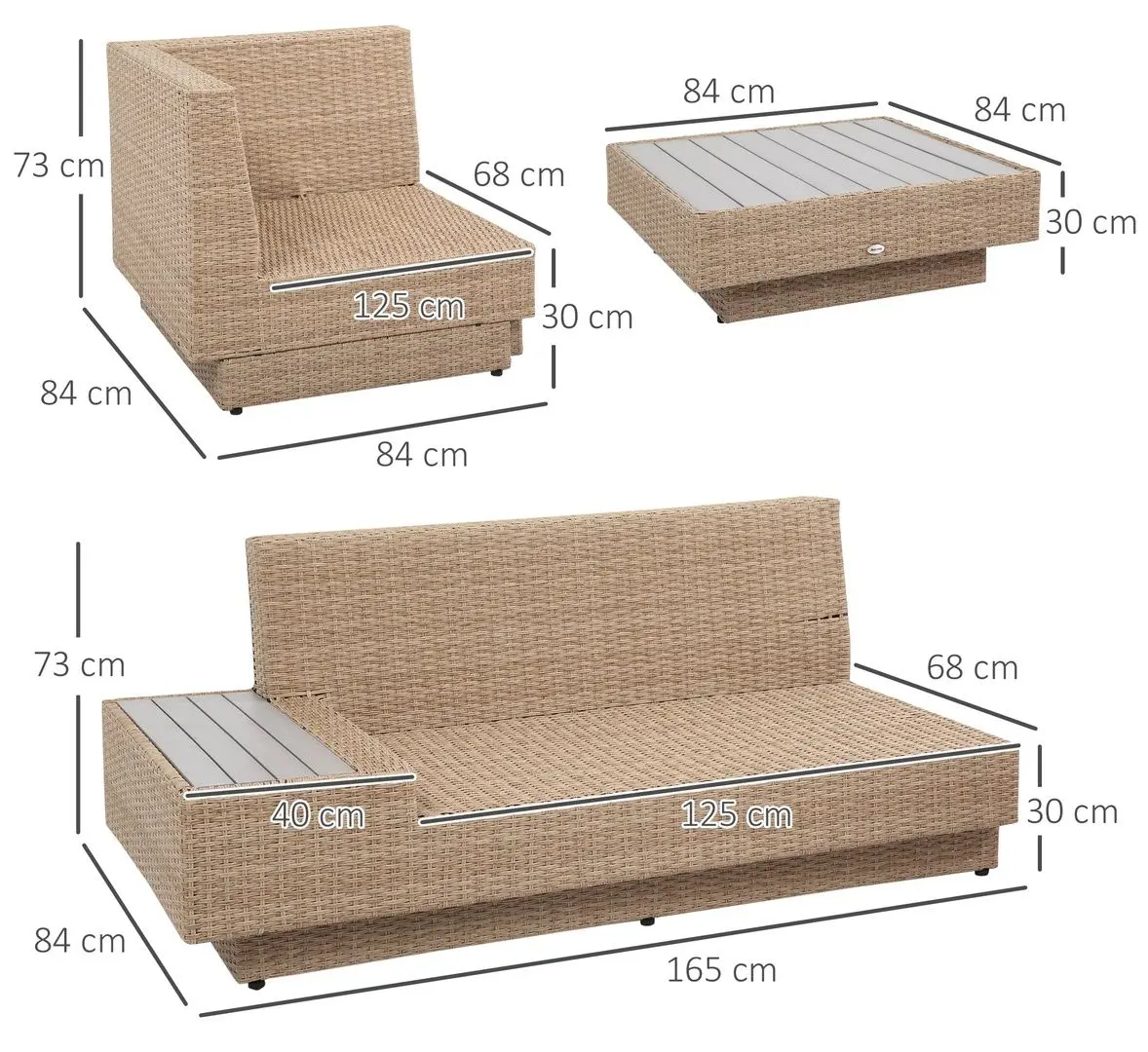 Set mobilier de gradina Outsunny 860-075V01 (Light Brown)