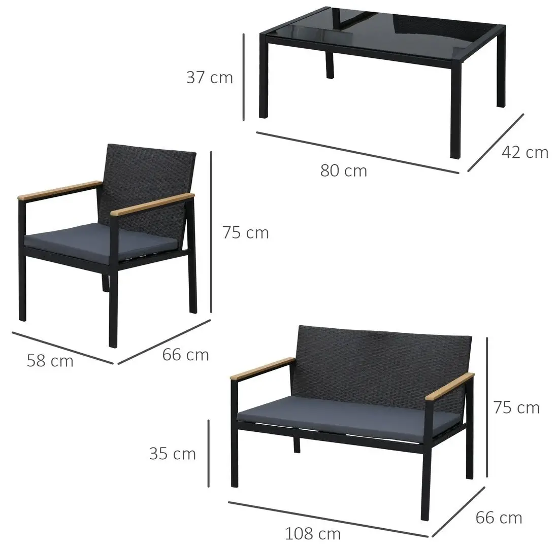 Set mobilier de gradina Outsunny 860-092 (Black/Grey)