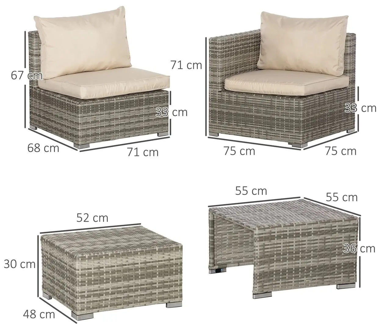 Set mobilier de gradina Outsunny 860-099BG (Beige/Grey)