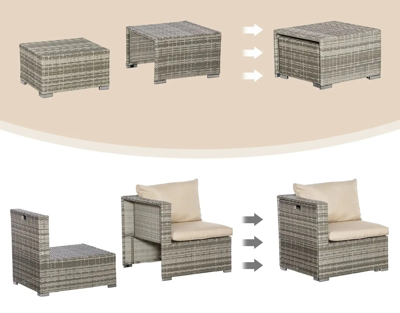 Set mobilier de gradina Outsunny 860-099BG (Beige/Grey)