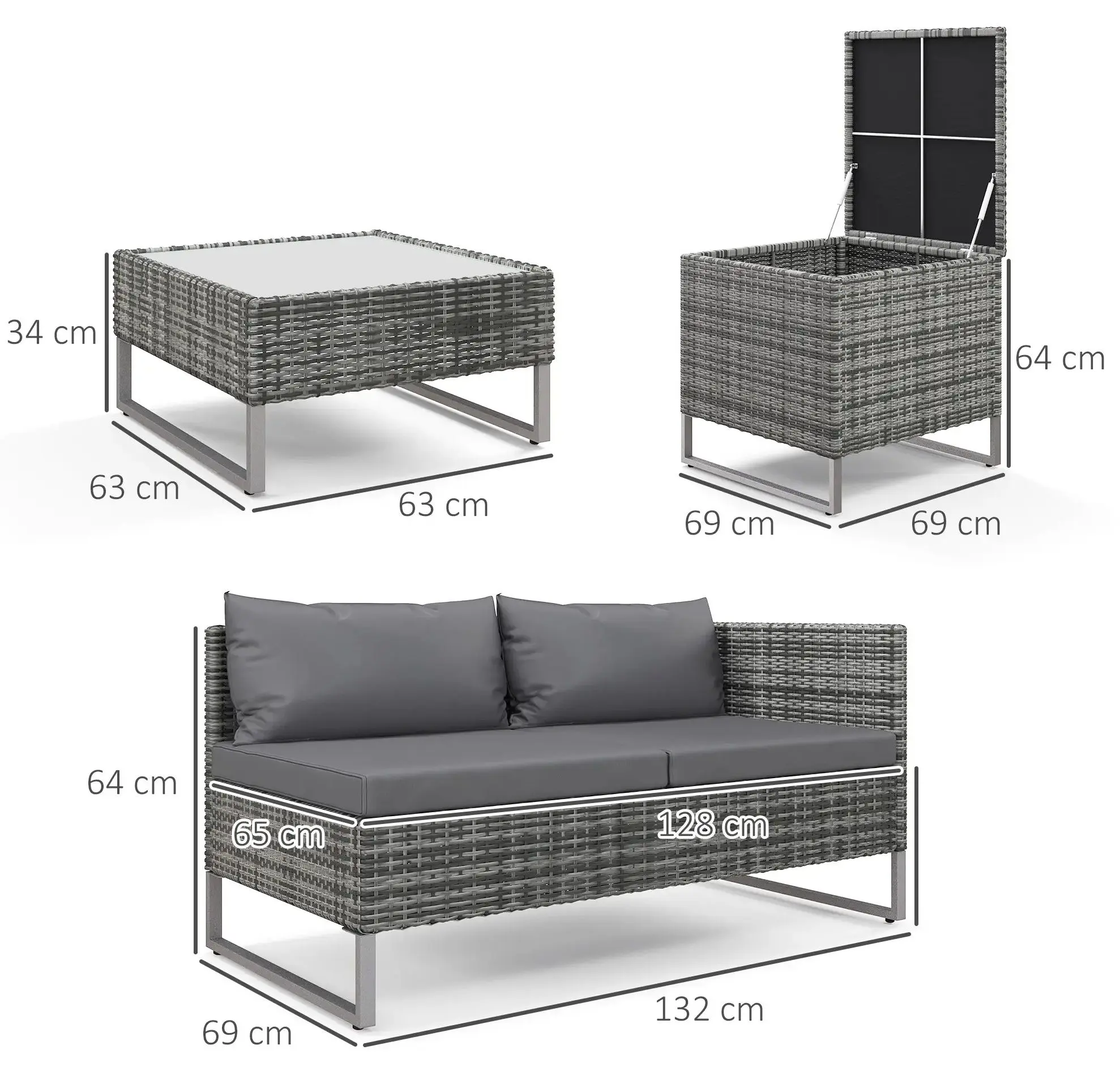 Set mobilier de gradina Outsunny 860-114V01 (Grey)