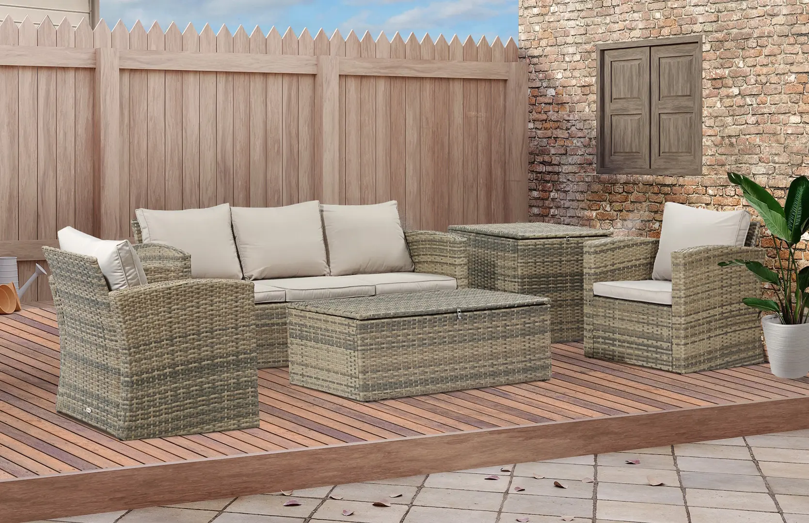 Set mobilier de gradina Outsunny 860-120GD (Khaki/Beige)