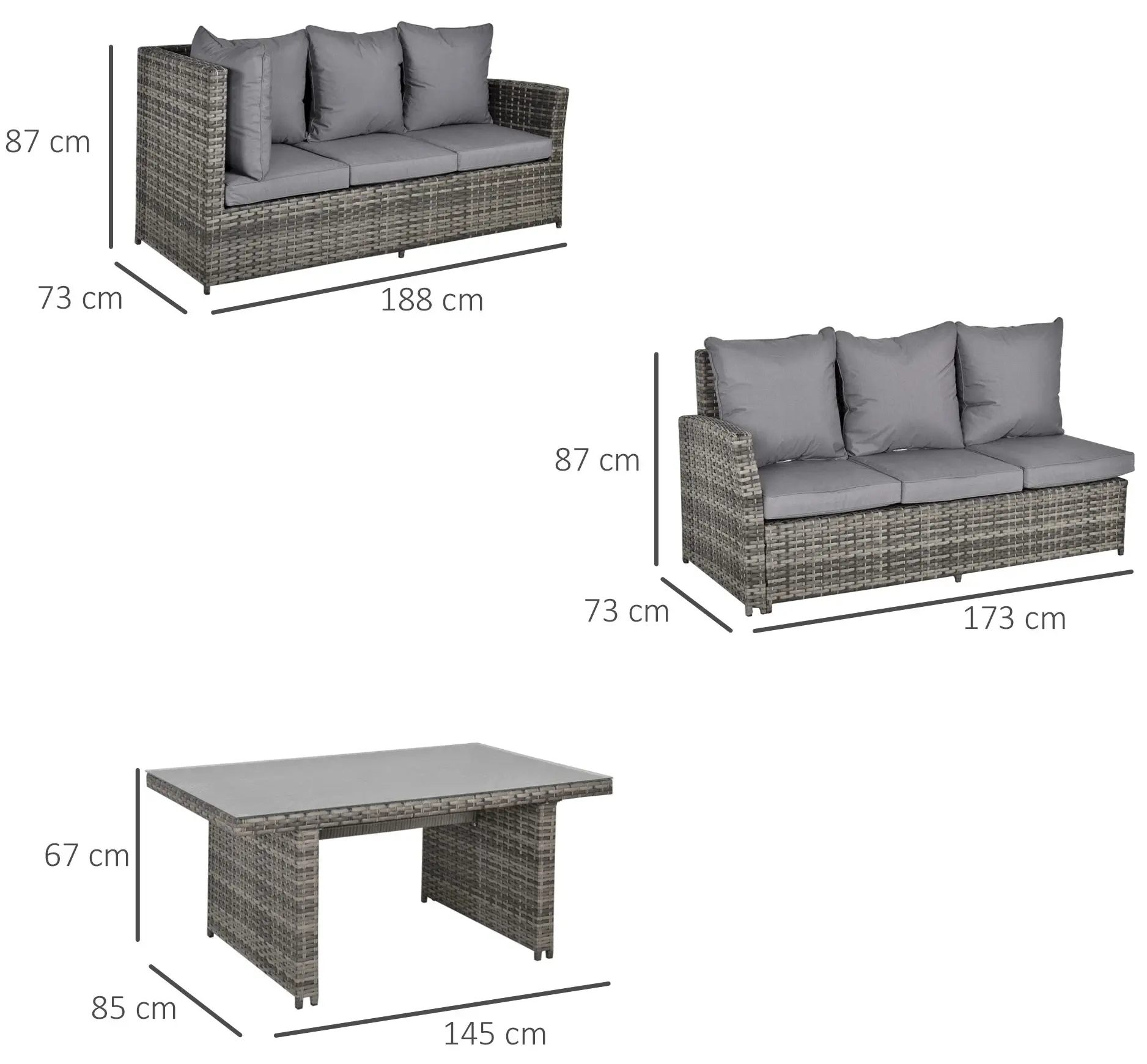 Комплект садовой мебели Outsunny 860-123 (Grey)