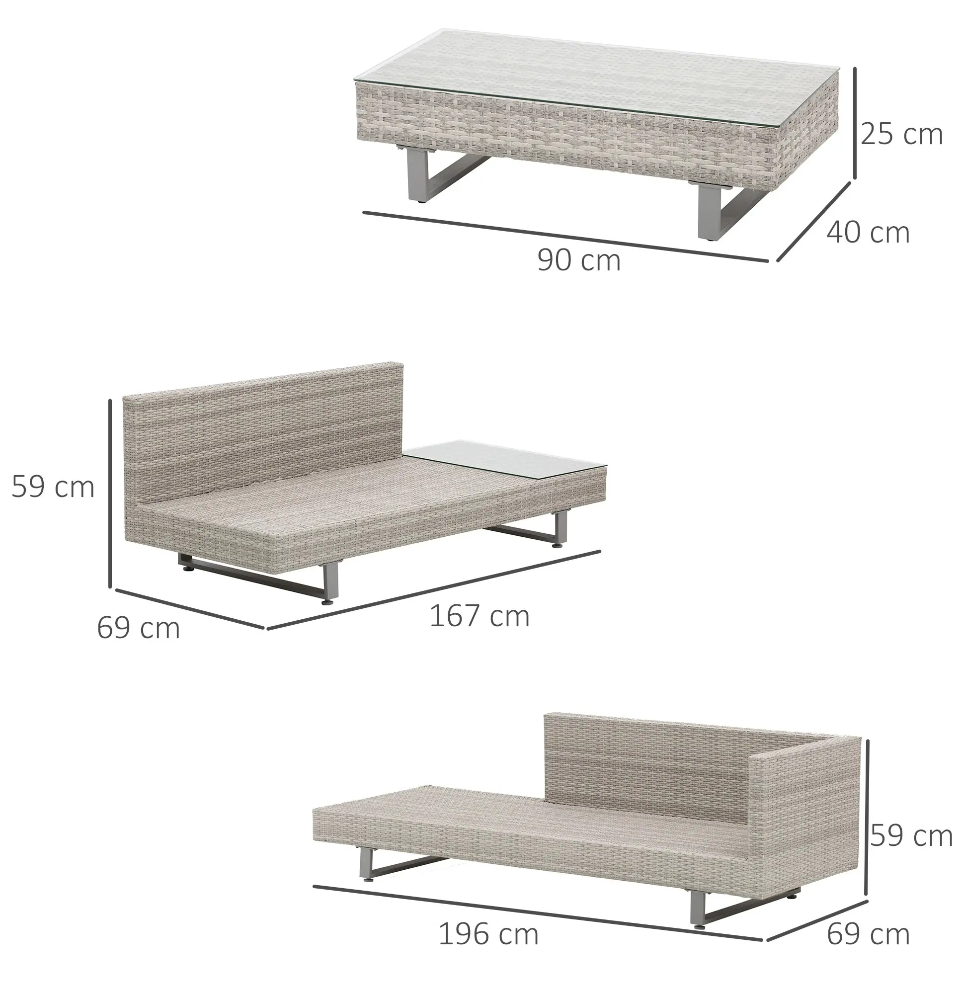 Комплект садовой мебели Outsunny 860-143 (Grey) - 3