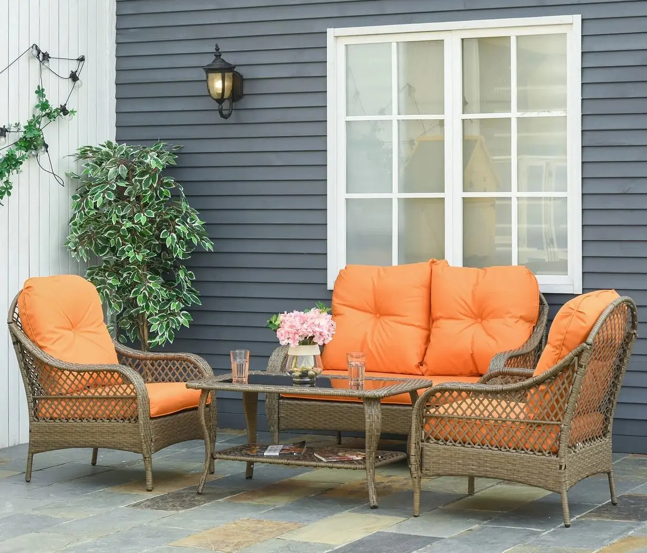 Комплект садовой мебели Outsunny 860-149 (Khaki/Orange)