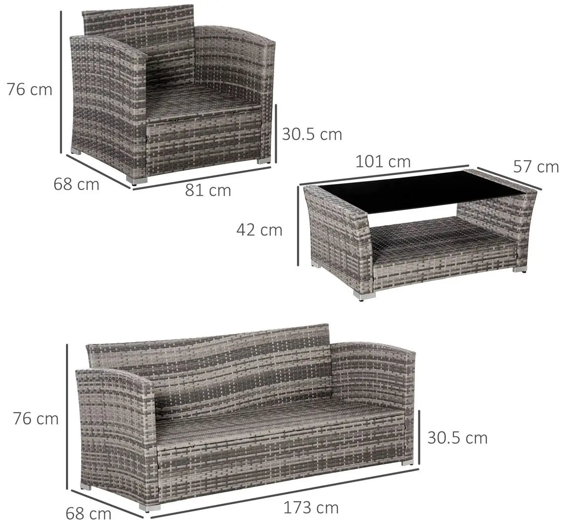 Комплект садовой мебели Outsunny 860-190 (Grey) - 9