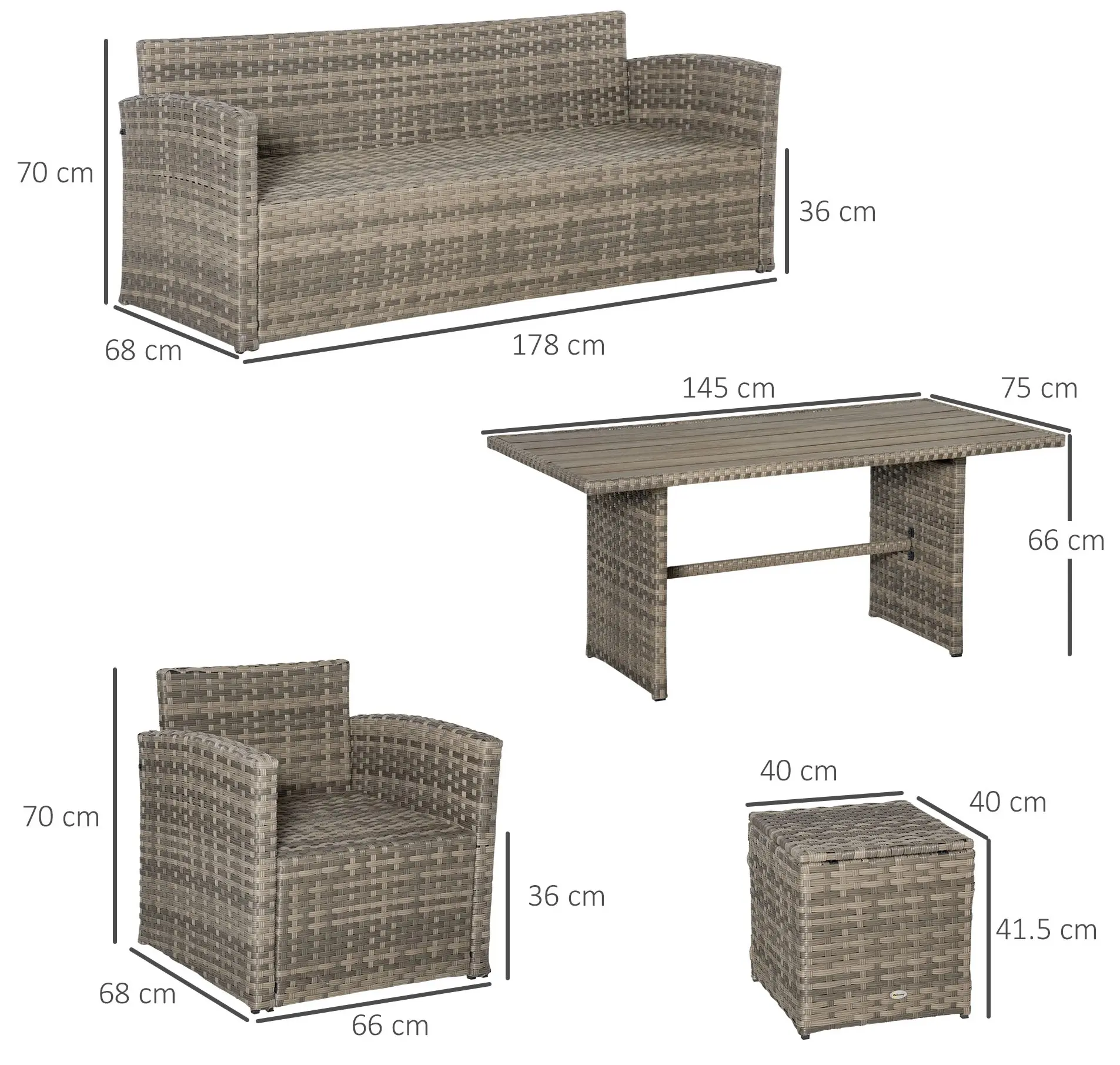 Set mobilier de gradina Outsunny 860-198 (Brown/Grey)