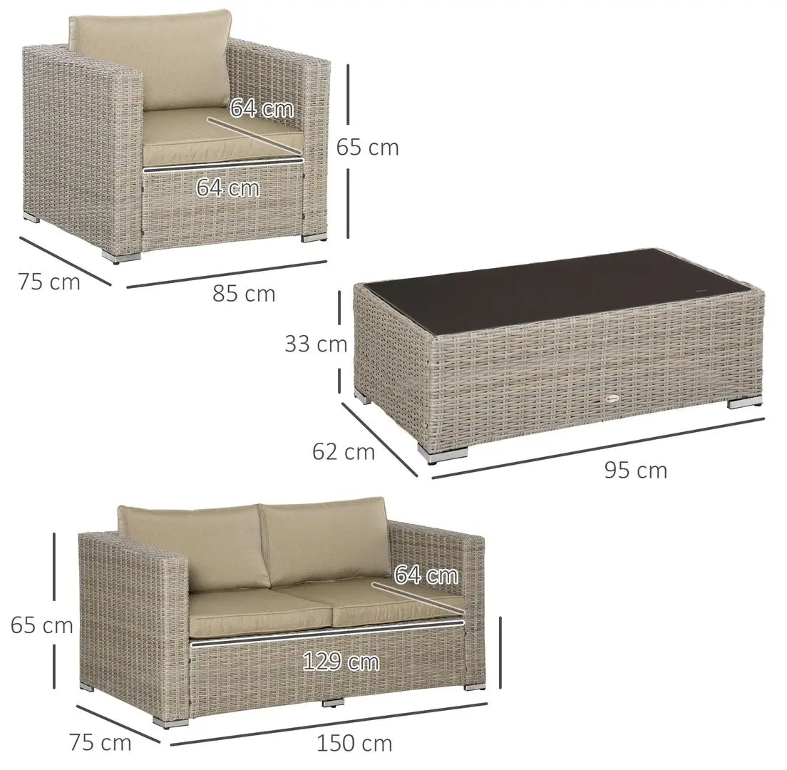 Set mobilier de gradina Outsunny 860-211 (Khaki/Beige)