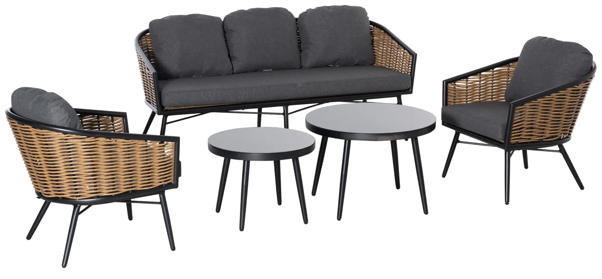 Комплект садовой мебели Outsunny 860-235 (Black/Natural/Grey) - 3