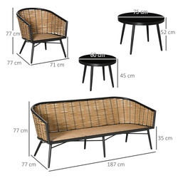 Комплект садовой мебели Outsunny 860-235 (Black/Natural/Grey) Thumb