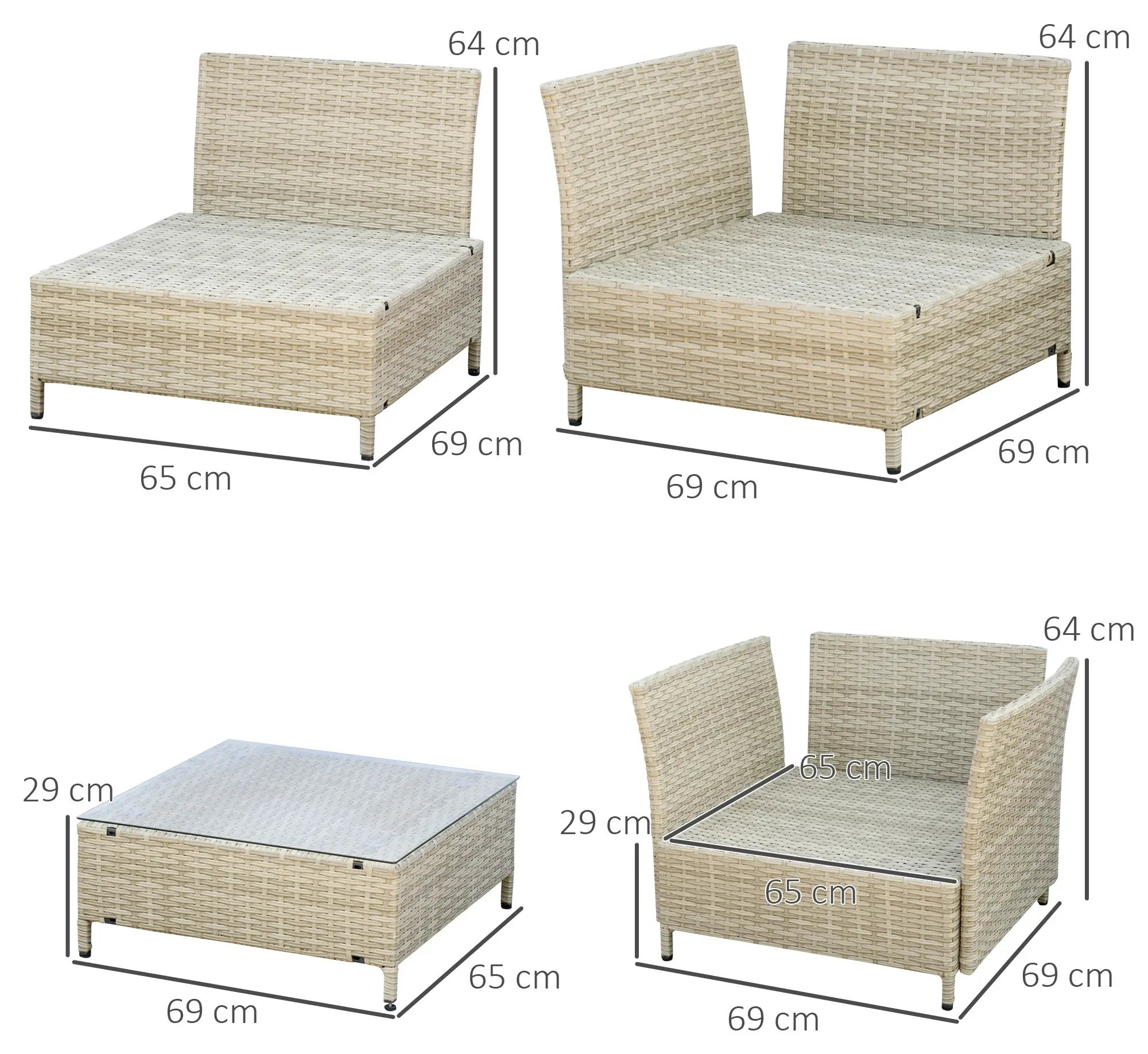 Set mobilier de gradina Outsunny 860-253V00BG (Beige)