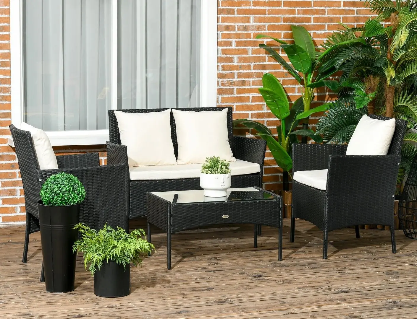 Set mobilier de gradina Outsunny 860-259V00BK (Black/Cream)