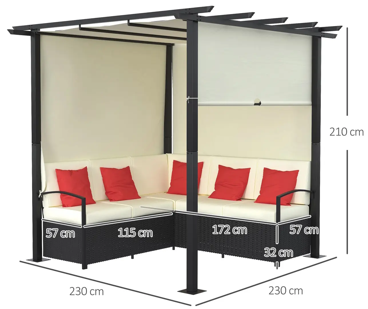 Комплект садовой мебели Outsunny 860-261V01BG (Black/Beige/Red) - 3