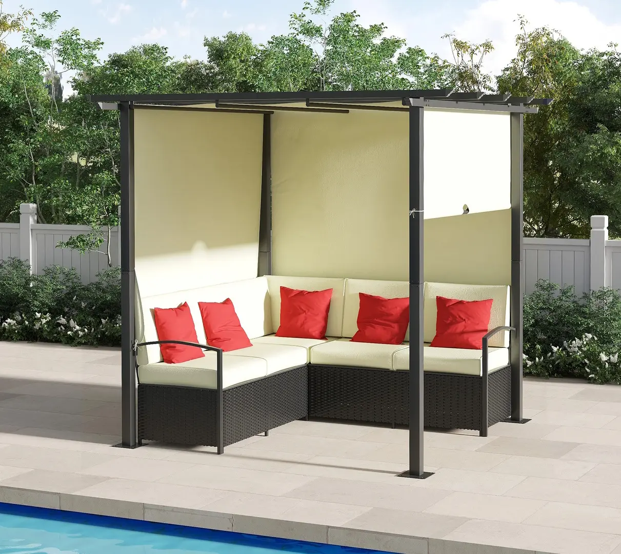 Комплект садовой мебели Outsunny 860-261V01BG (Black/Beige/Red)