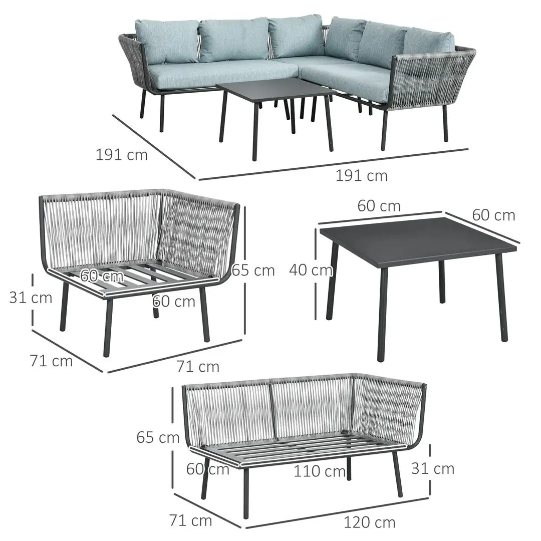 Set mobilier de gradina Outsunny 860-275V00GY (Grey/Blue)