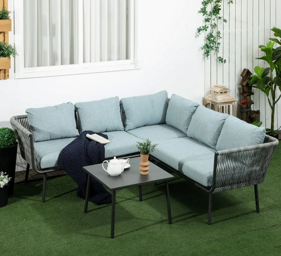 Set mobilier de gradina Outsunny 860-275V00GY (Grey/Blue)