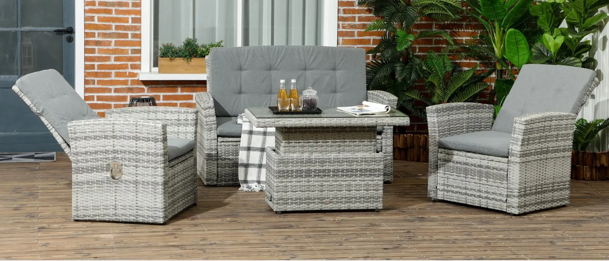Комплект садовой мебели Outsunny 860-276V00LR (Grey Taupe/Dark Grey) - 2