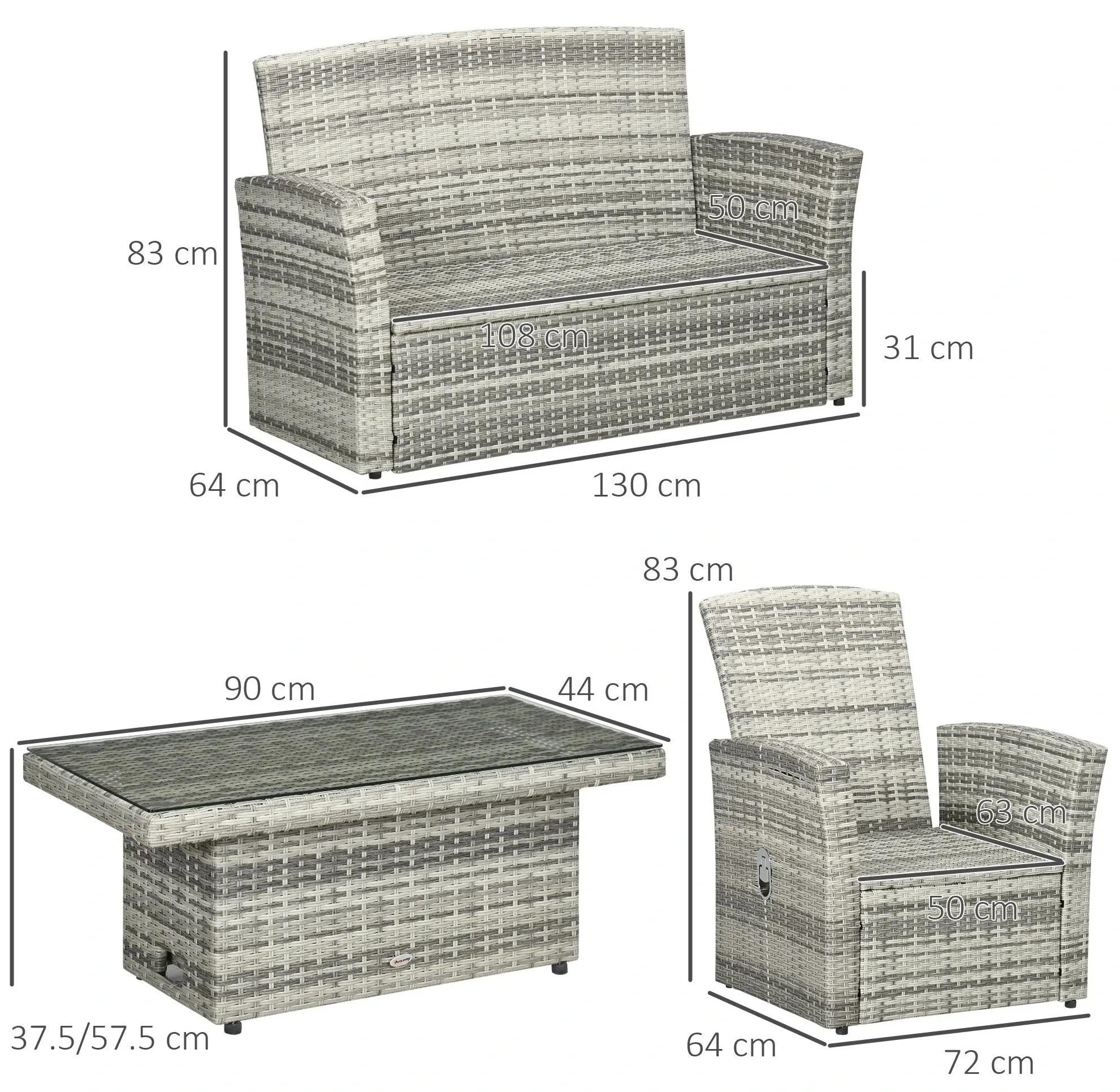 Комплект садовой мебели Outsunny 860-276V00LR (Grey Taupe/Dark Grey) - 4