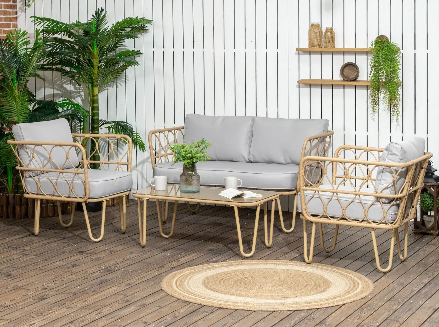 Set mobilier de gradina Outsunny 860-287V00YL (Yellow/Light Grey)