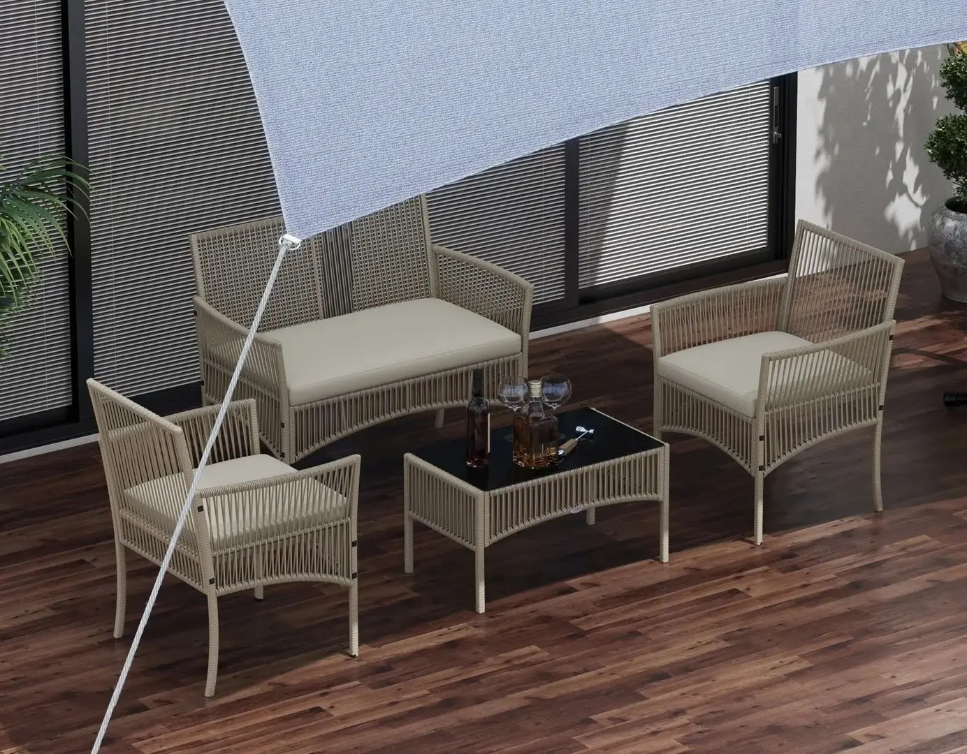 Комплект садовой мебели Outsunny 860-303V00KK (Khaki/White)