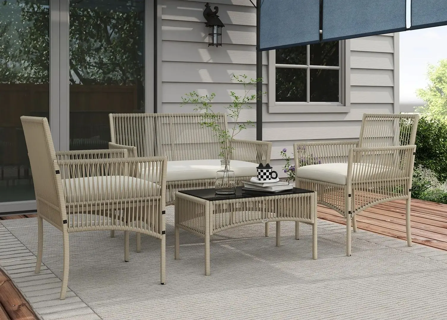 Комплект садовой мебели Outsunny 860-303V00KK (Khaki/White)