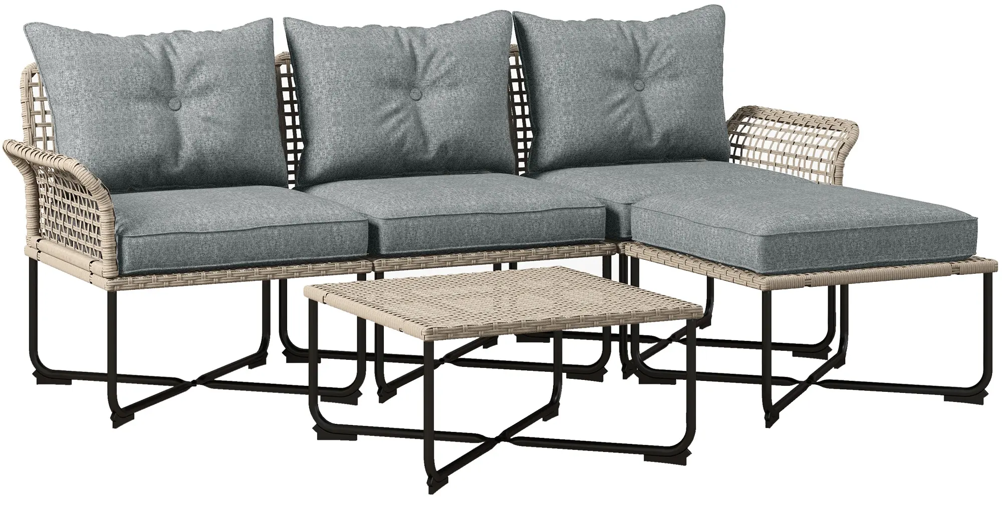 Set mobilier de gradina Outsunny 860-306V00GY (Natural/Grey) - 2