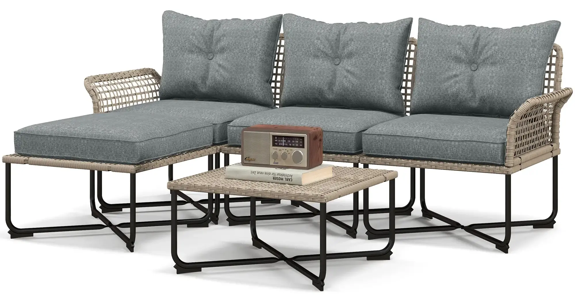 Set mobilier de gradina Outsunny 860-306V00GY (Natural/Grey) - 3