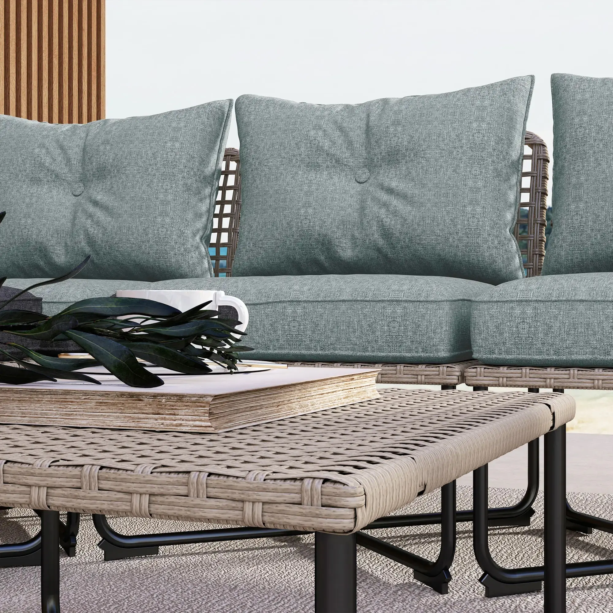 Set mobilier de gradina Outsunny 860-306V00GY (Natural/Grey) - 4