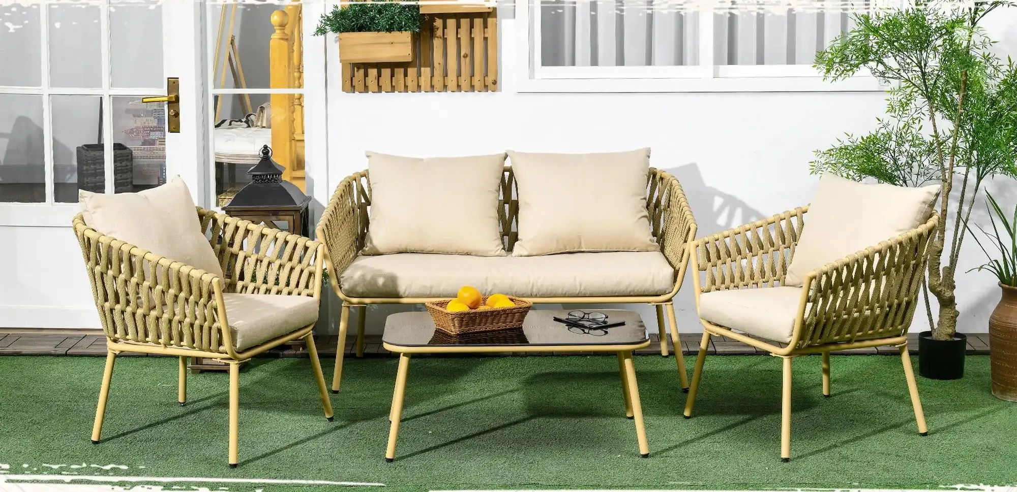 Set mobilier de gradina Outsunny 860-321V00KK (Khaki)