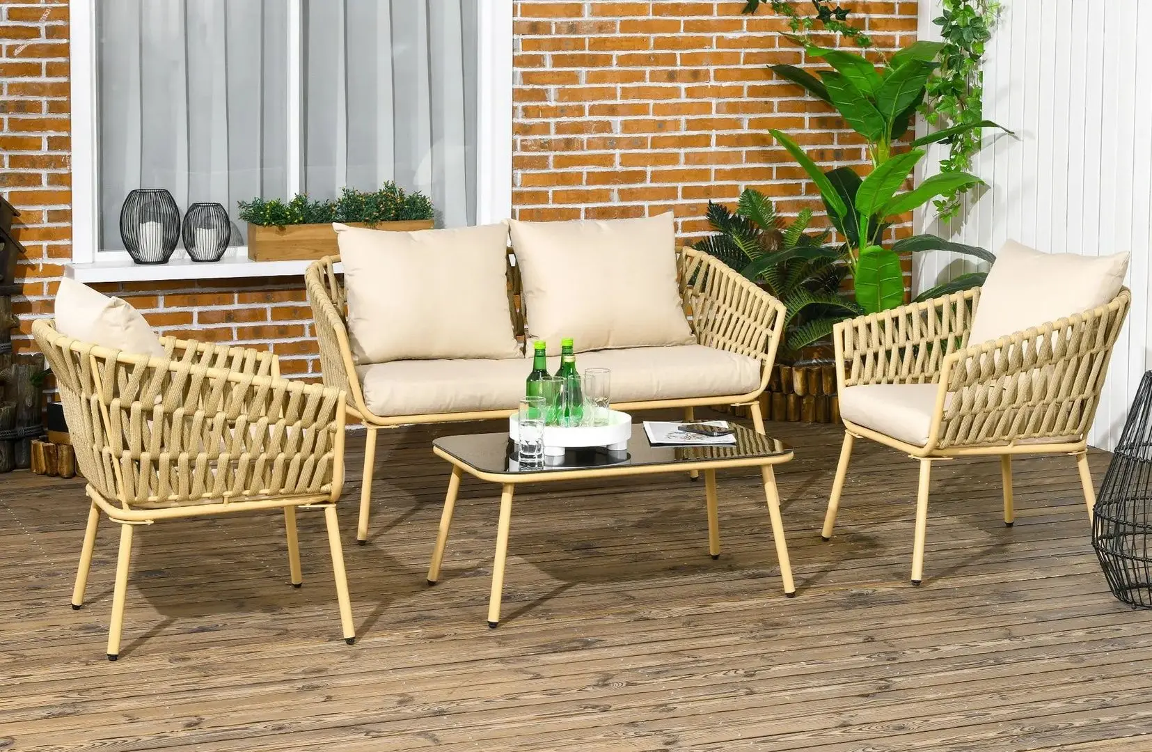 Set mobilier de gradina Outsunny 860-321V00KK (Khaki)