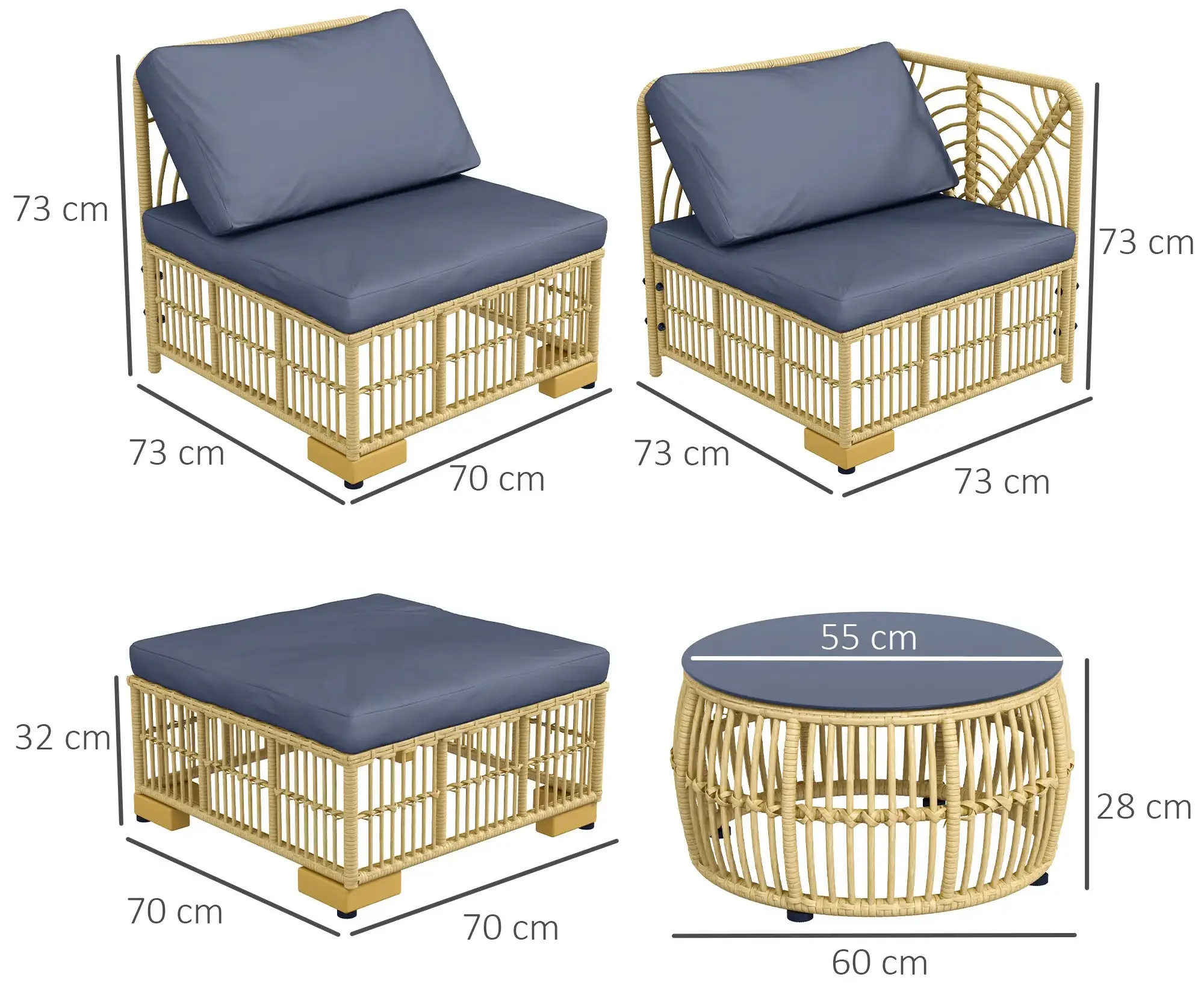 Set mobilier de gradina Outsunny 860-325V00GY (Brown/Grey)