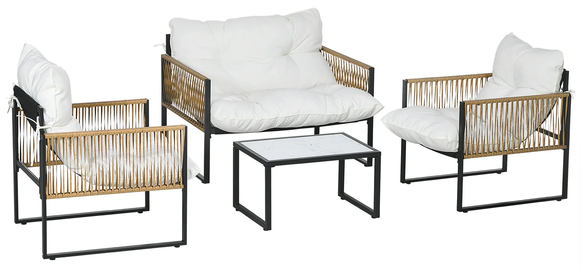 Комплект садовой мебели Outsunny 860-326V00CW (Black/Brown/Cream White) - 2