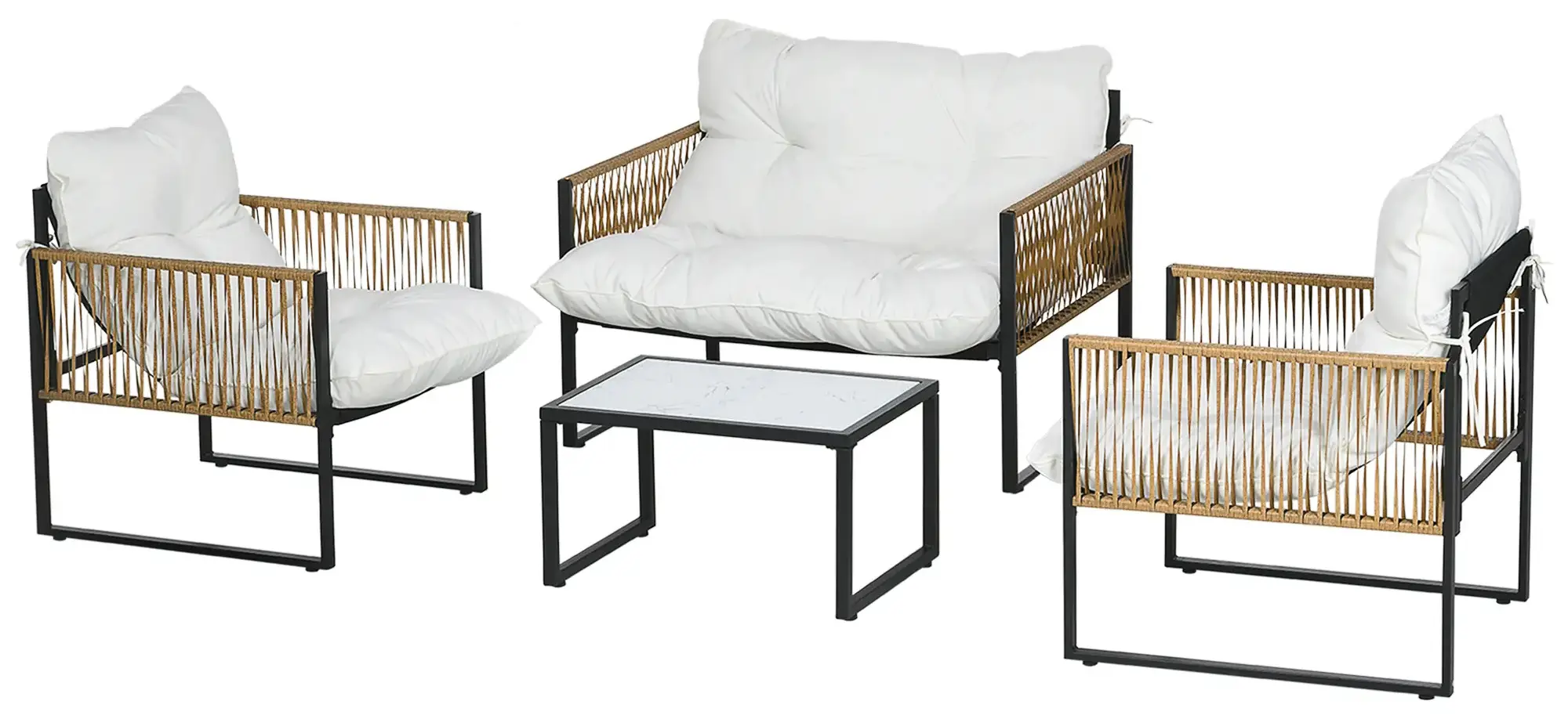 Комплект садовой мебели Outsunny 860-326V00CW (Black/Brown/Cream White) - 3