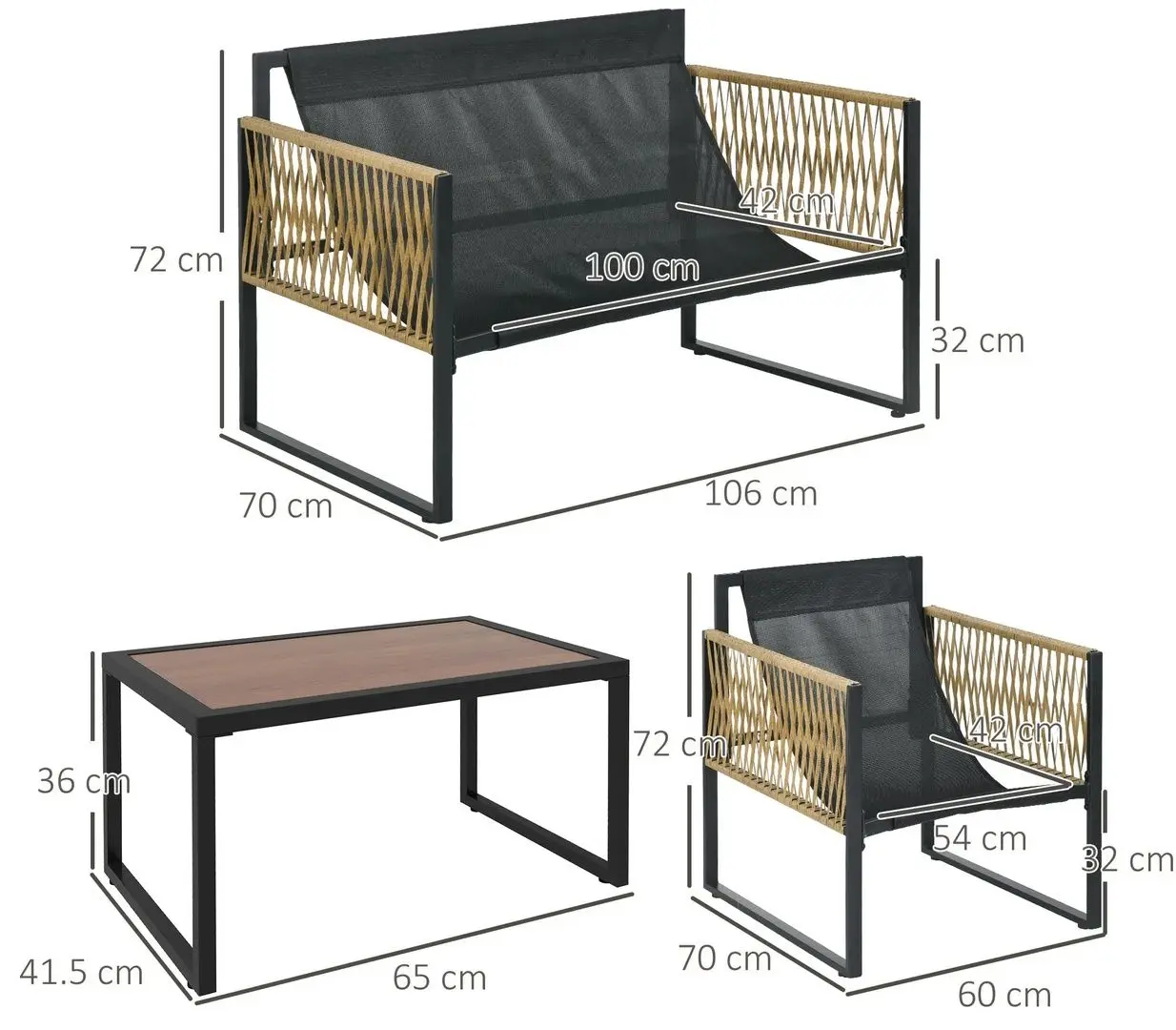 Set mobilier de gradina Outsunny 860-326V01CG (Charcoal Grey/Brown)