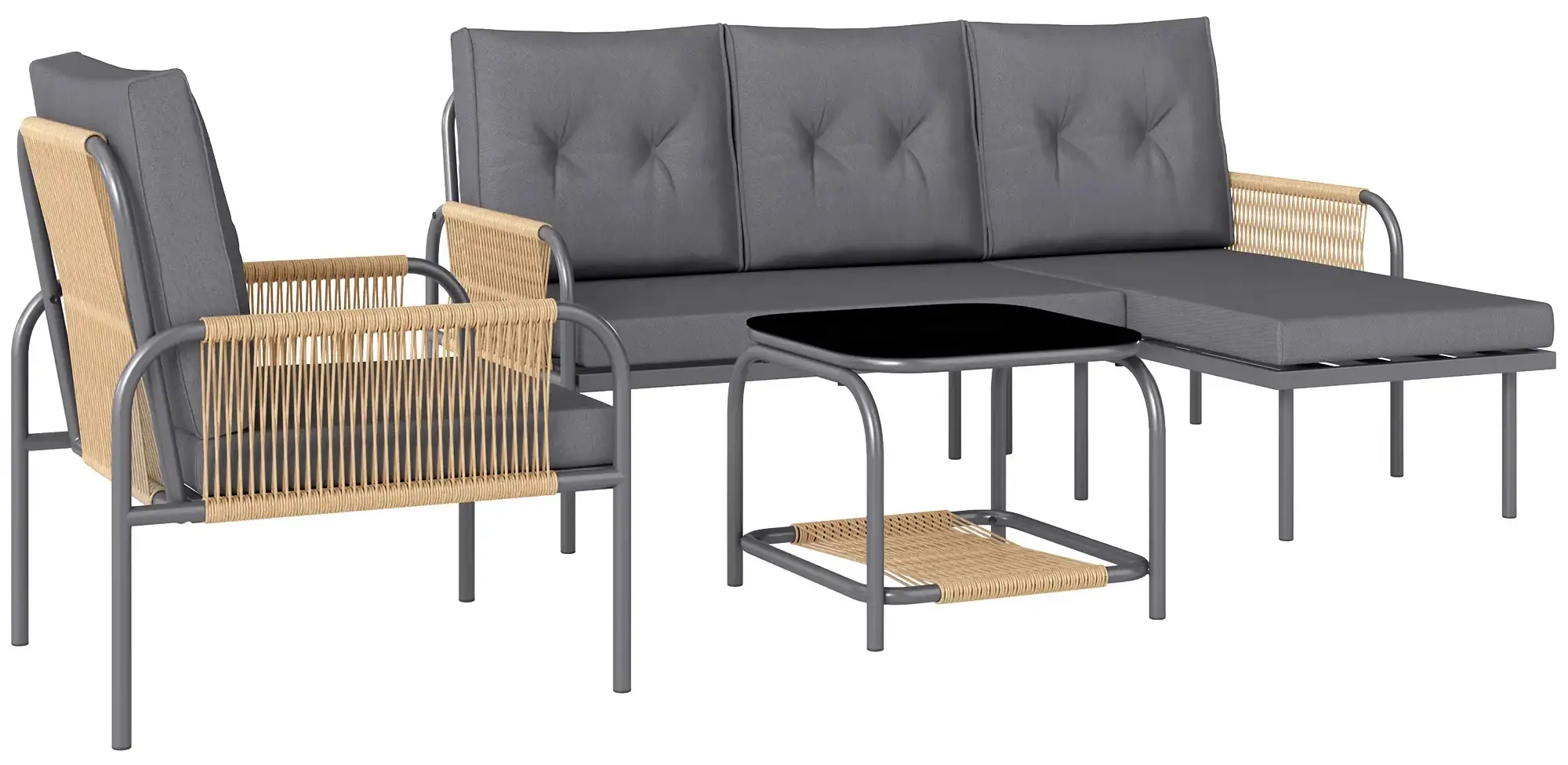 Комплект садовой мебели Outsunny 860-361V00CG (Dark Grey/Natural) - 2