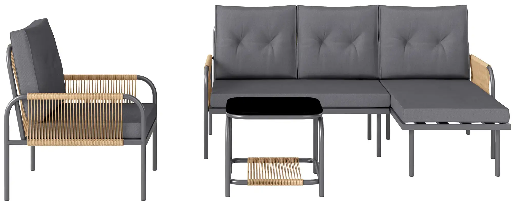 Комплект садовой мебели Outsunny 860-361V00CG (Dark Grey/Natural) - 3