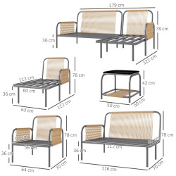 Комплект садовой мебели Outsunny 860-361V00CG (Dark Grey/Natural) Thumb