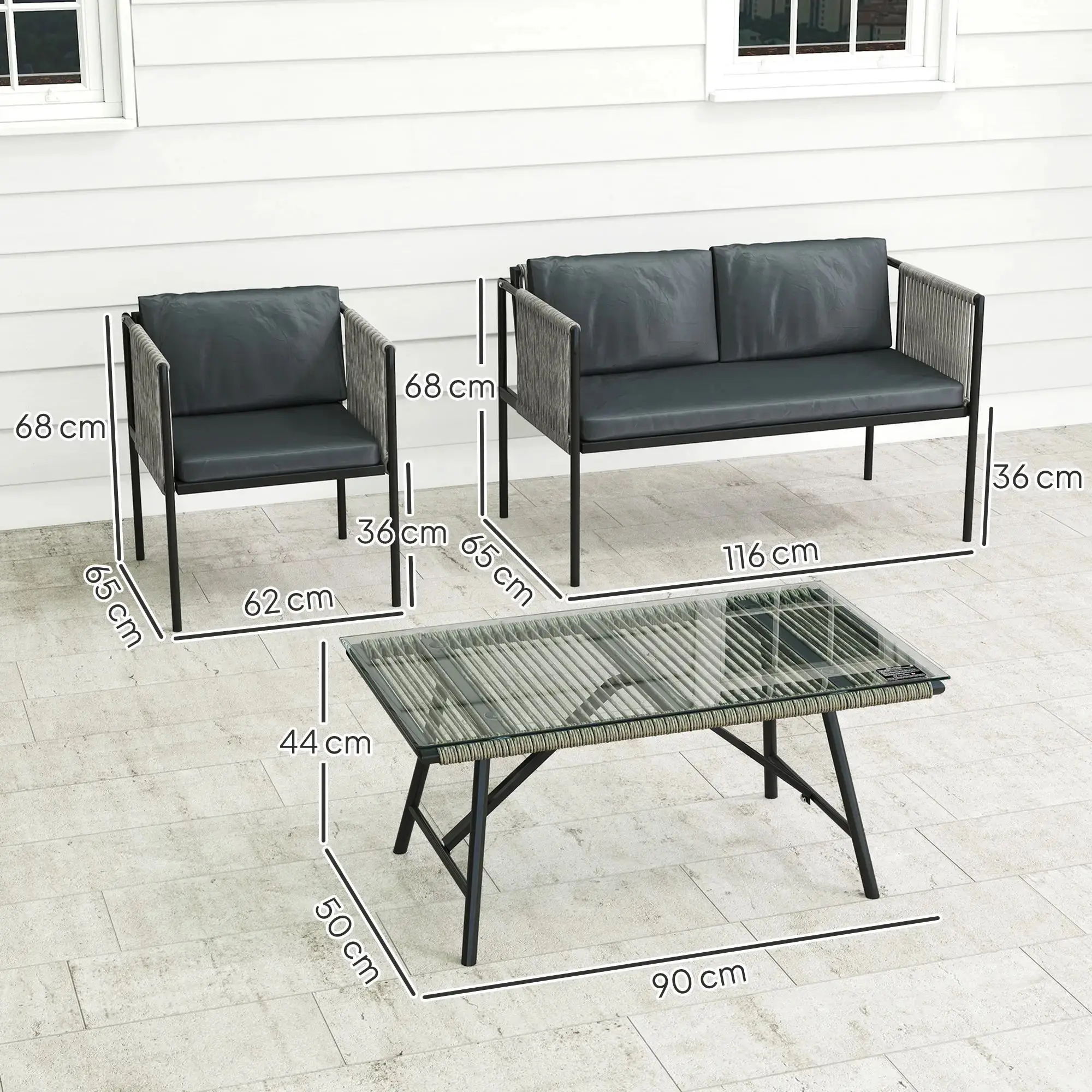Set mobilier de gradina Outsunny 860-367V00GY (Grey) - 5