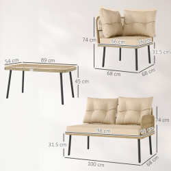 Set mobilier de gradina Outsunny 860-372V00BG (Beige) Thumb