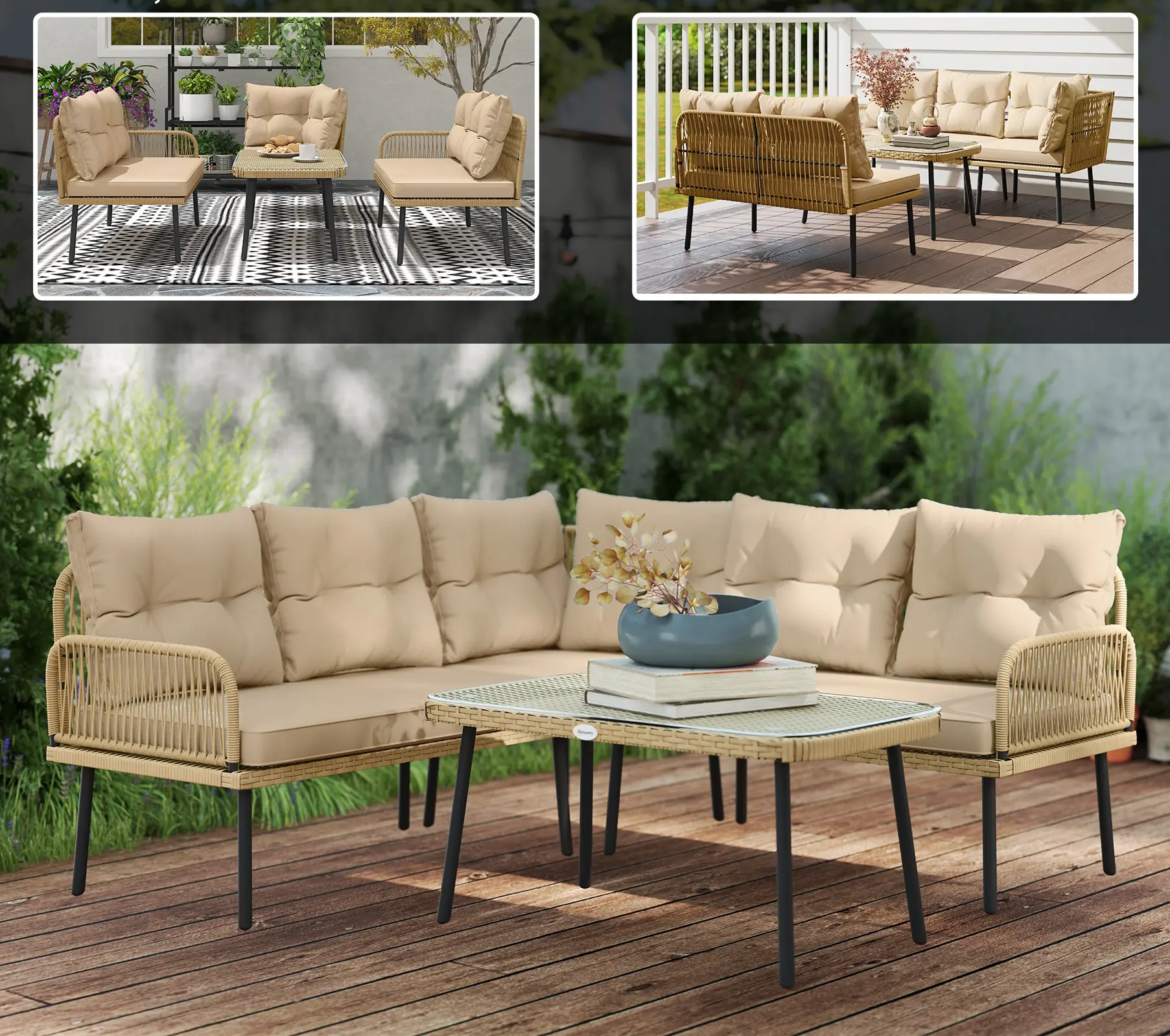 Set mobilier de gradina Outsunny 860-372V00BG (Beige) - 6