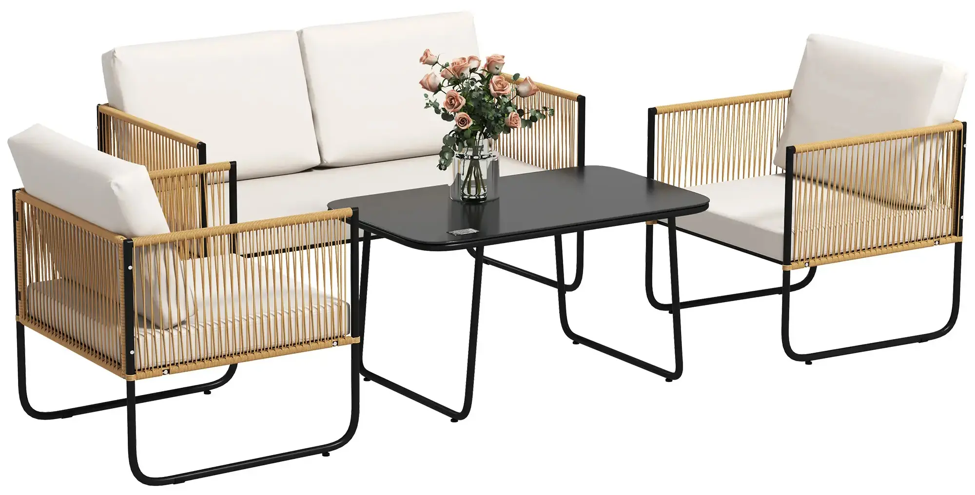 Set mobilier de gradina Outsunny 860-379V00CW (Cream White/Black) - 2